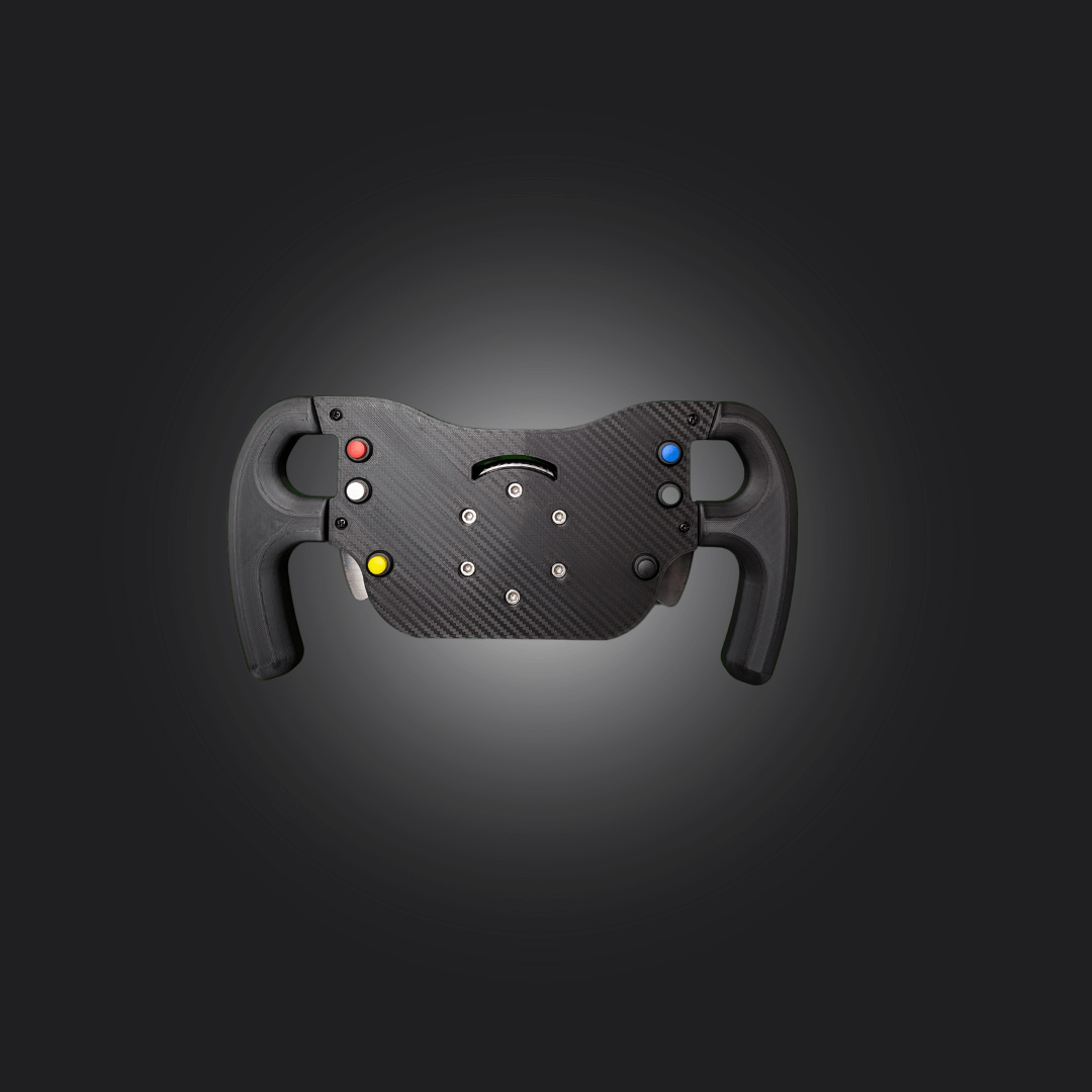 F1 Wheel for Logitech G27, carbon fiber design with buttons for an immersive sim racing experience.