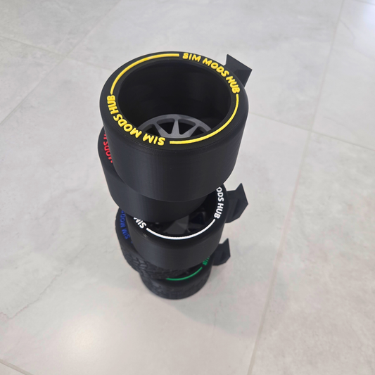 F1-Style Cup Holder for Sim Rigs with tire-inspired design, perfect for sim racing setups.