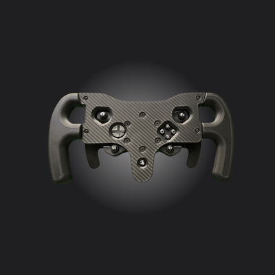 F1 Wheel for Thrustmaster T300 RS, sleek carbon fiber design with customizable buttons for sim racing.