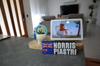 Customizable F1 Driver Name Plate featuring 'NORRIS PIASTRI' with Australian flag colors and a plant in the background.